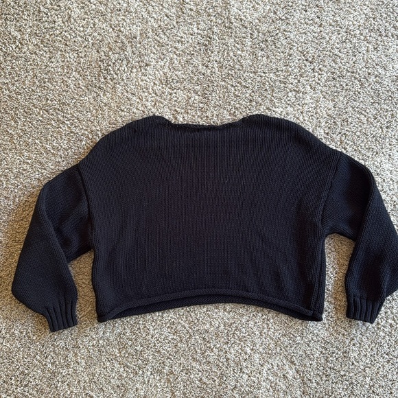 Aerie cropped oversized knit sweater in black size large - Picture 6 of 6